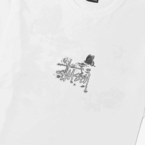Stüssy In Bloom Butterfly Graphic Tee XL White NWT Streetwear - Picture 3 of 4